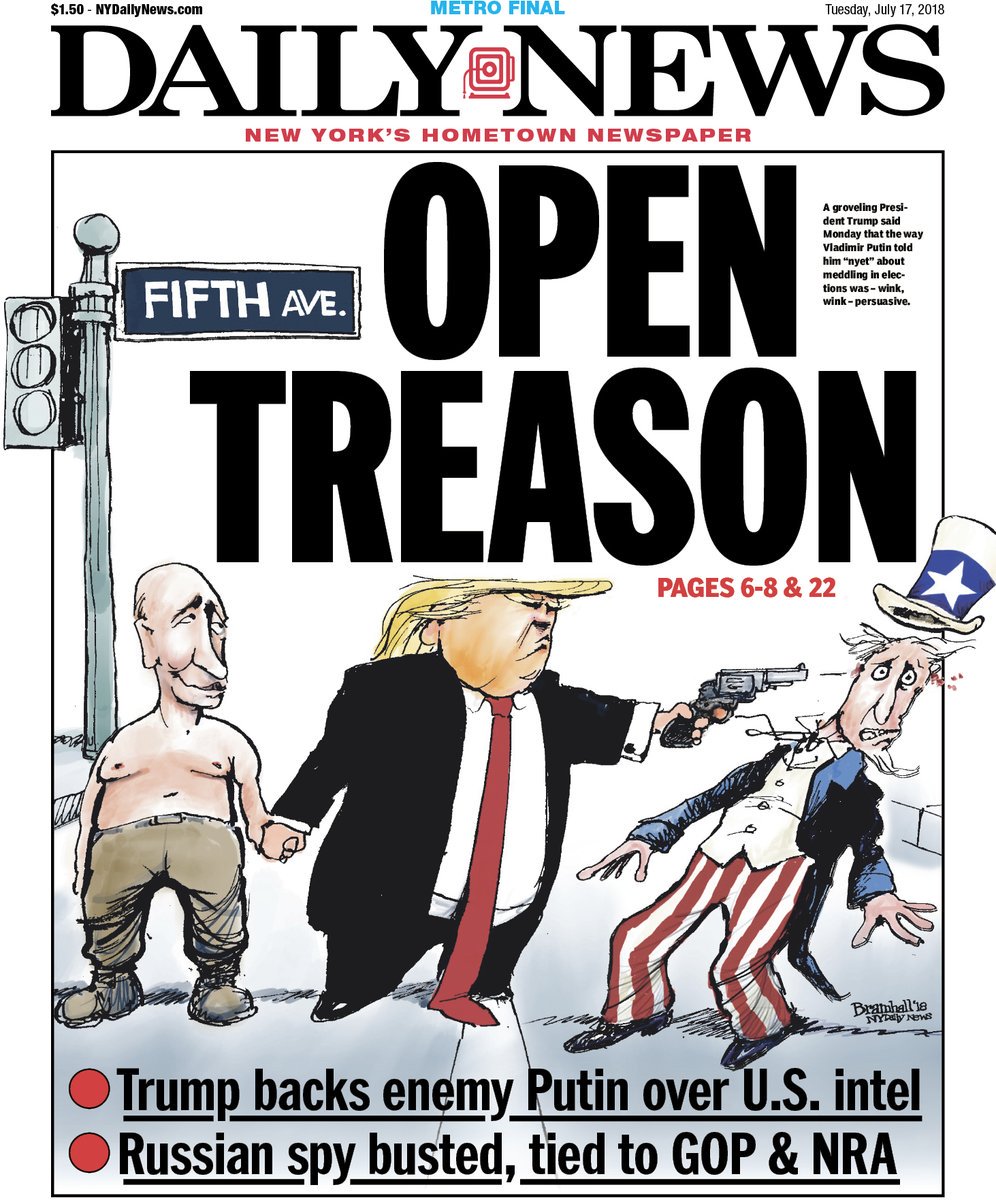 New York Daily News cover, July 17, 2018, via Judd Legum on Twitter, fair use.